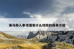海马和人参泡酒有什么功效的简单介绍